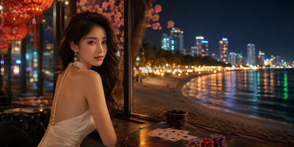 Người dùng tại Mũi Né thư giãn trong quán cà phê và tham gia trò chơi bài trực tuyến trên điện thoại